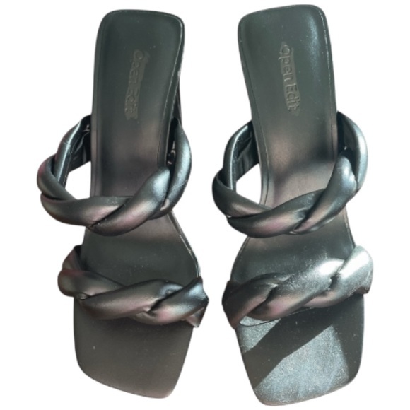Open Edit Shoes - Open Edit Remmy Twist Black Heeled Sandal. 